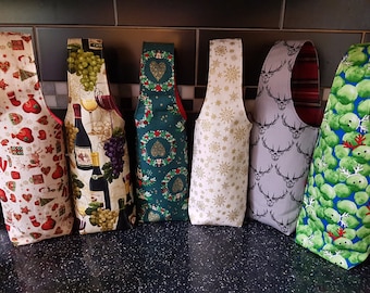 Reusable bottle bag / Wine gift bag / Fabric bottle carrier. **over 100 fabric options - custom requests welcome**