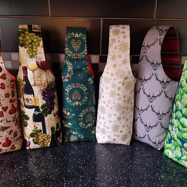 Reusable bottle bag / Wine gift bag / Fabric bottle carrier. **over 100 fabric options - custom requests welcome**