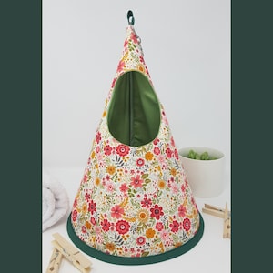 Konisch / Kegel / schwedische Wäscheklammer / Wäscheklammer / Wäscheklammer Tasche - Rosa und Gelbe Blumen