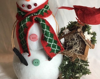 Snowman Birdhouse Assemblage Wood