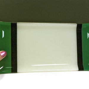 Fused Glass Platter, Beige Black Green, Dinnerware, Tableware