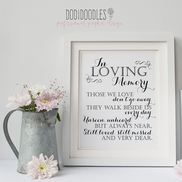 In Loving Memory, Printable Sign for Wedding Memorial Table, Those We Love Don't Go Away Quote, 8x10 Memory Printable File, Wedding Sign