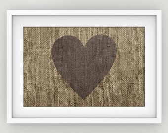 Burlap Heart Print, Burlap Heart, heart print, heart printable, nursery art, nursery printable, burlap, heart, printable, rustic home decor