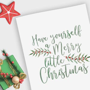 have yourself a merry little christmas, holiday decor, holiday sign, merry christmas sign, watercolor christmas print