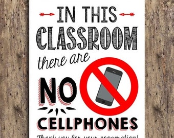 70 off thru 106 only classroom poster teacher rules classroom sign no cell phone cell free zone classroom management no phone sign