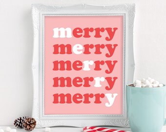 merry merry printable, holiday printable, digital download, Christmas, christmas print, christmas decor, merry printable, holiday decor