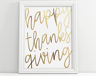 happy thanksgiving, thanksgiving sign, thanksgiving, thanksgiving decor, gold thanksgiving sign, gold holiday decor