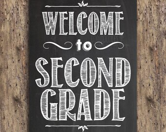 welcome to second grade classroom door poster, classroom welcome, teacher signs, second grade welcome, classroom decor, printable download