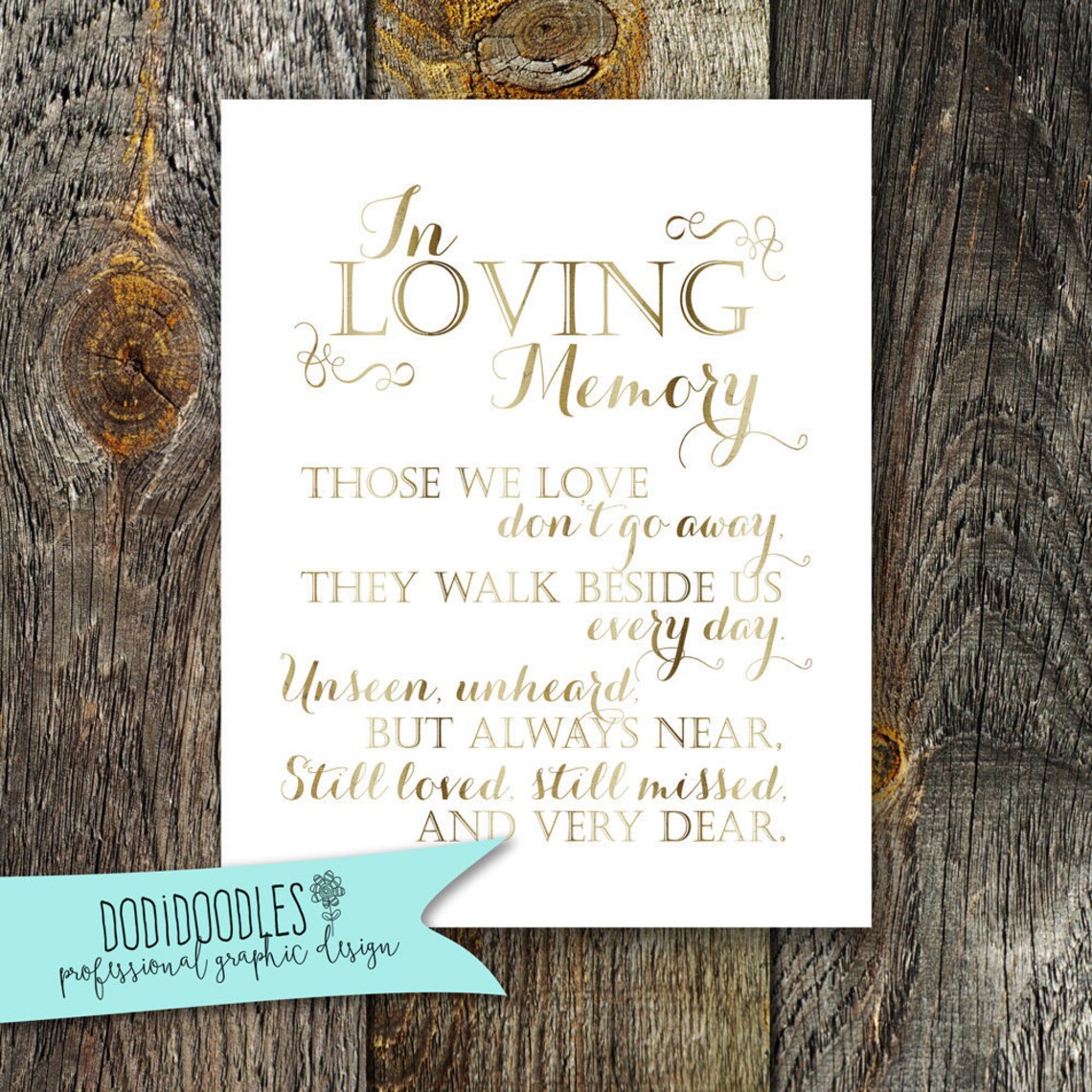 In Loving Memory Gold Printable Sign for Wedding Memorial - Etsy