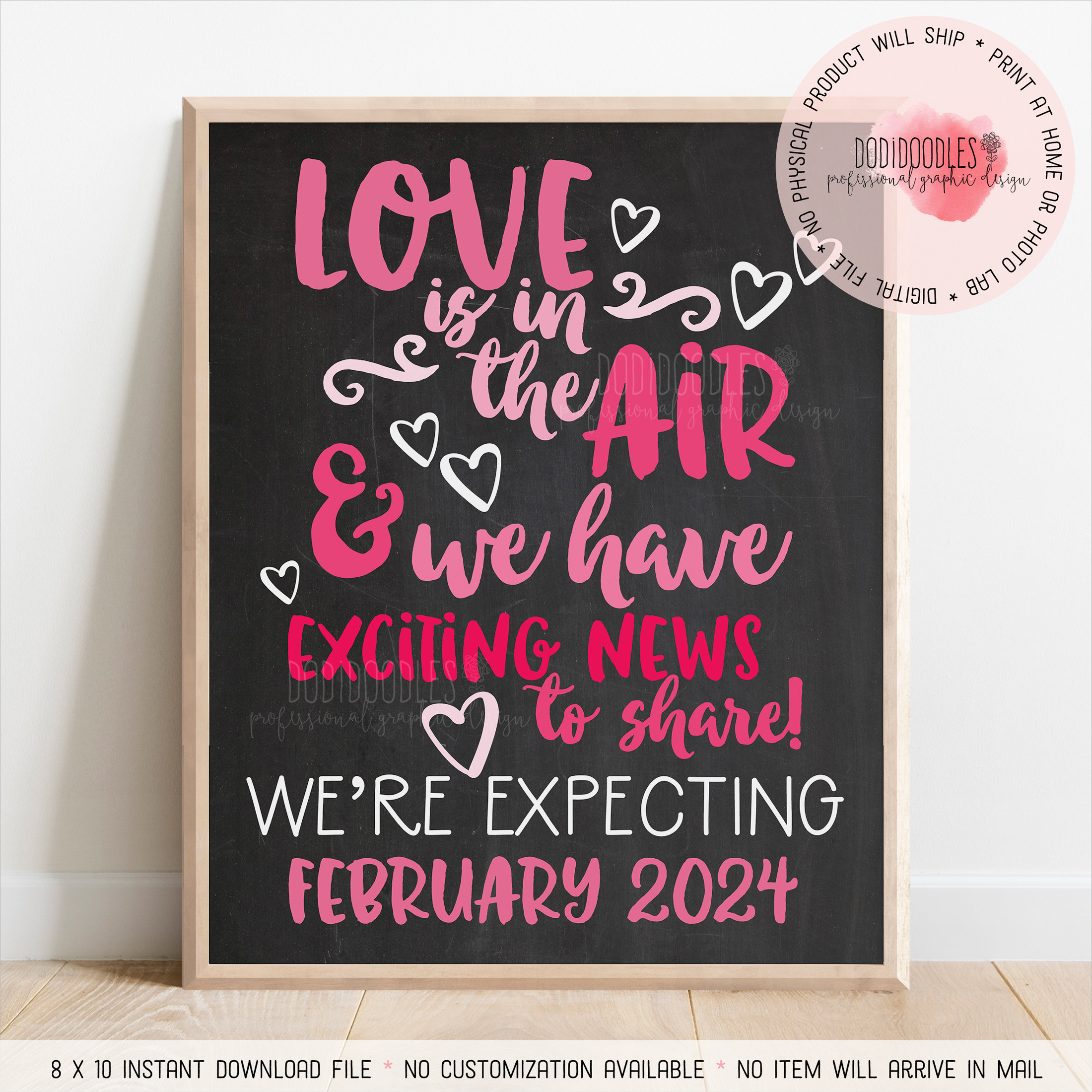Valentine Printable Pregnancy Announcement February 2024