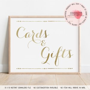 Cards and Gifts, Gold Wedding Printable, 8x10 Reception Table, cards gifts table, printable reception signs, bridal shower, engagement party