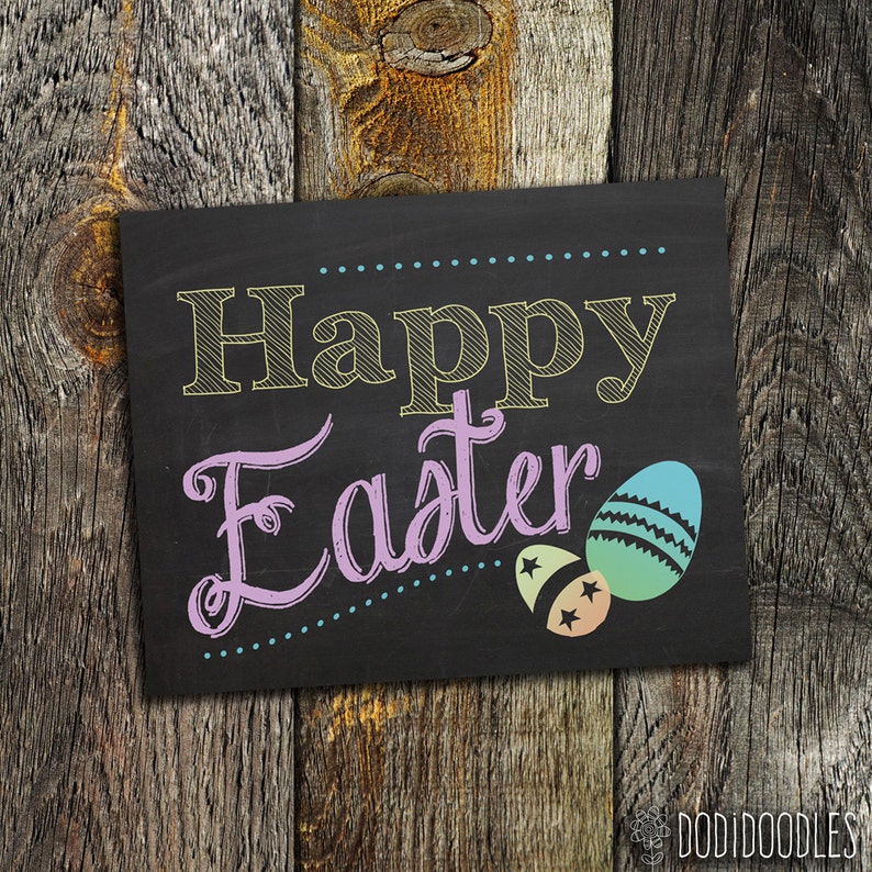 Happy Easter Chalkboard 8x10 Spring Chalkboard Printable Etsy