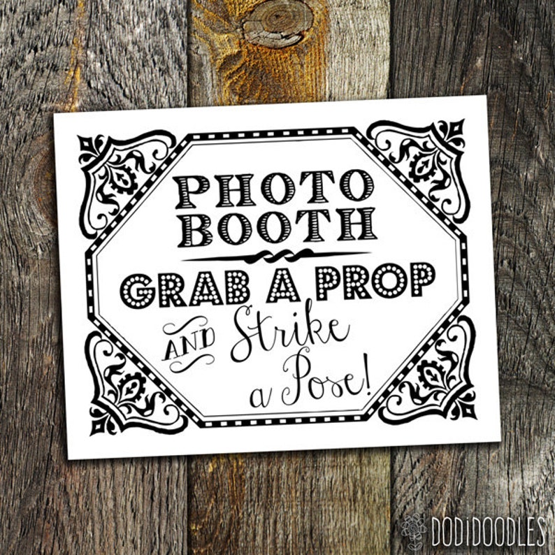 Photo Booth Grab a Prop and Strike a Pose Printable Wedding - Etsy
