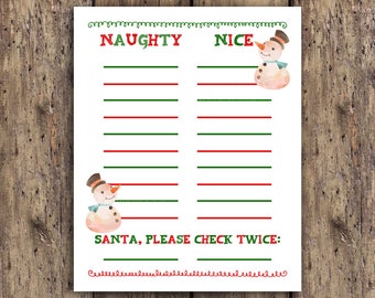 naughty nice, naughty nice list, naughty or nice, christmas party prop, santas list, christmas printable, christmas prop, christmas sign