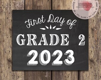 First Day of Grade 2 2023, printable second grade photo prop, First Day of School Sign, 1st Day of School, Grade Two, digital printable sign