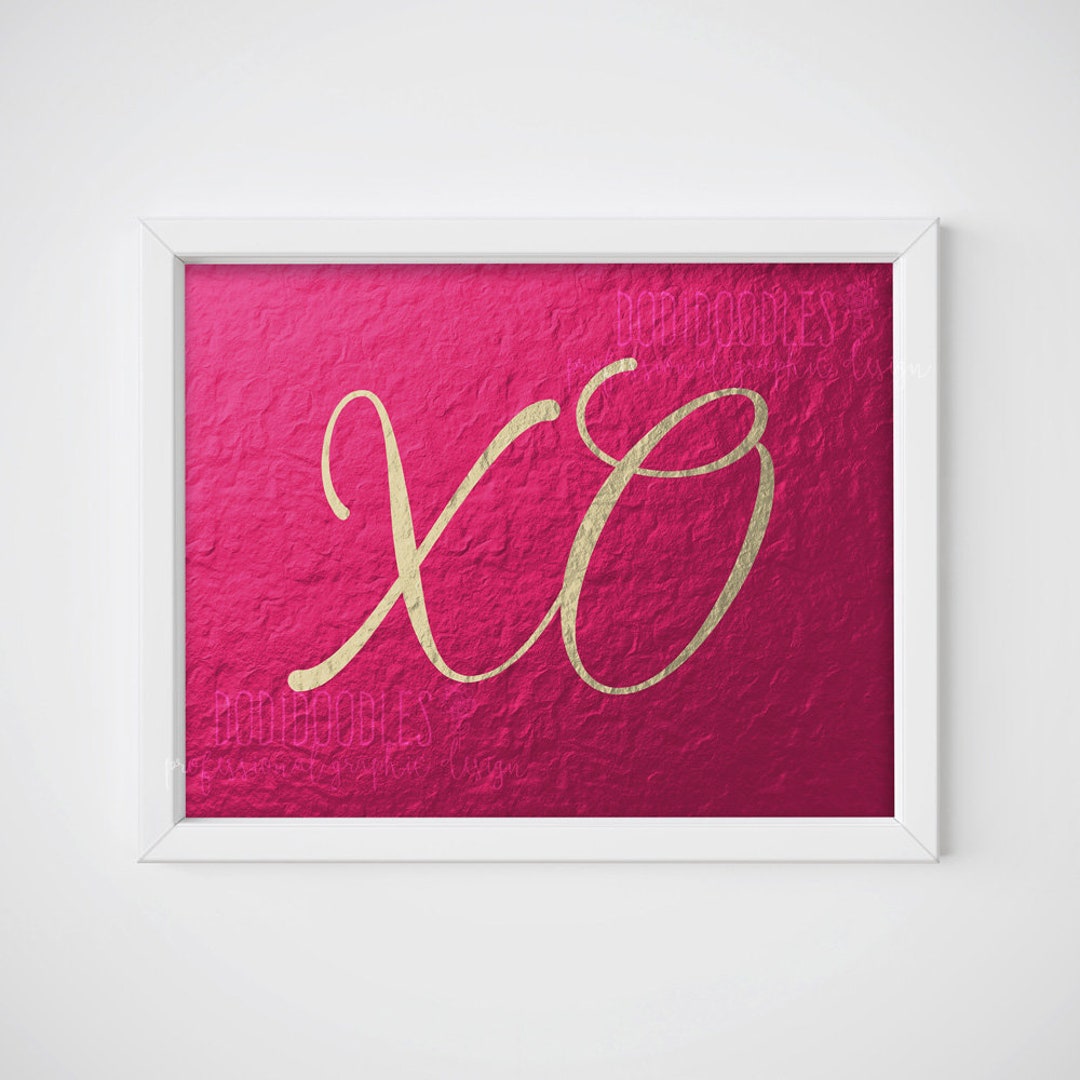 XO Love Printable Xo Printable Gold Foil Pink Foil Etsy