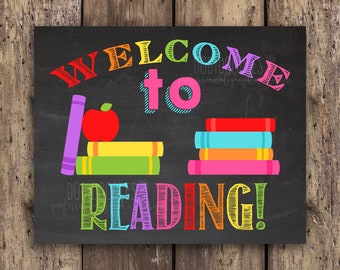 reading sign, library, welcome to reading, classroom signs, reading class, welcome to reading, library sign, library signs, classroom decor