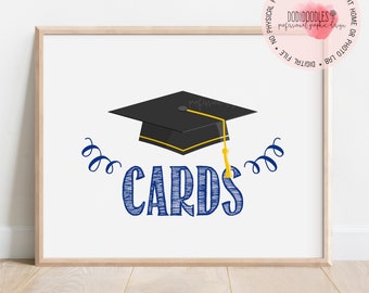 blue graduation cards sign, graduation cards, graduation 2023, graduation decor, class of 2023, cards for the graduate, card table sign