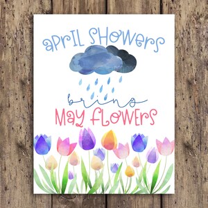 April Showers Bring May Flowers, Spring Printable, Spring Home Decor ...