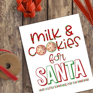 Milk and Cookies for Santa, Milk and Cookies Printable, Santa Sign ...