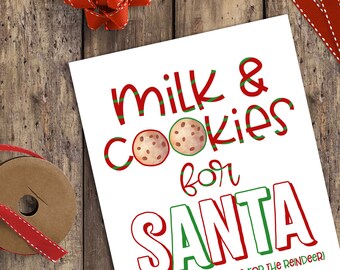 milk and cookies for santa, milk and cookies printable, santa sign, christmas printable, christmas sign, christmas decor, santa printable
