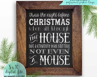 Twas the night before christmas, christmas printable, the night before christmas, christmas sign, christmas chalkboard, holiday typography