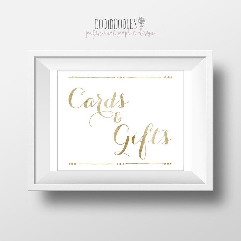 Cards and Gifts Gold Wedding Printable 8x10 Reception Table - Etsy