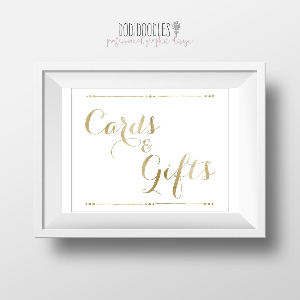 Cards and Gifts Gold Wedding Printable 8x10 Reception Table - Etsy
