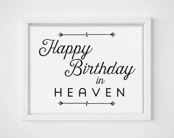 Happy Birthday In Heaven Printable Birthday Memorial Sign - Etsy Canada