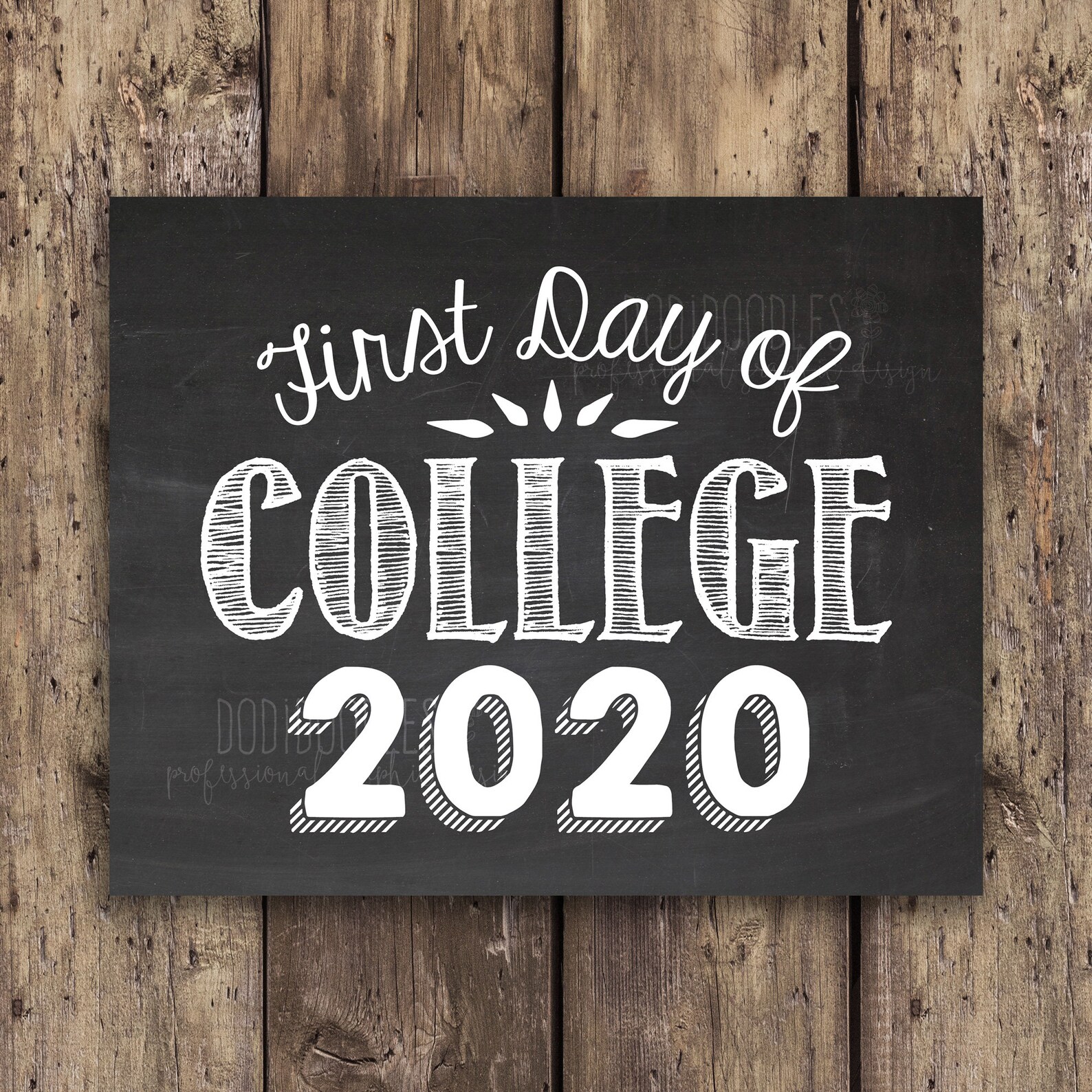 First Day of College 2020 printable chalkboard sign First | Etsy