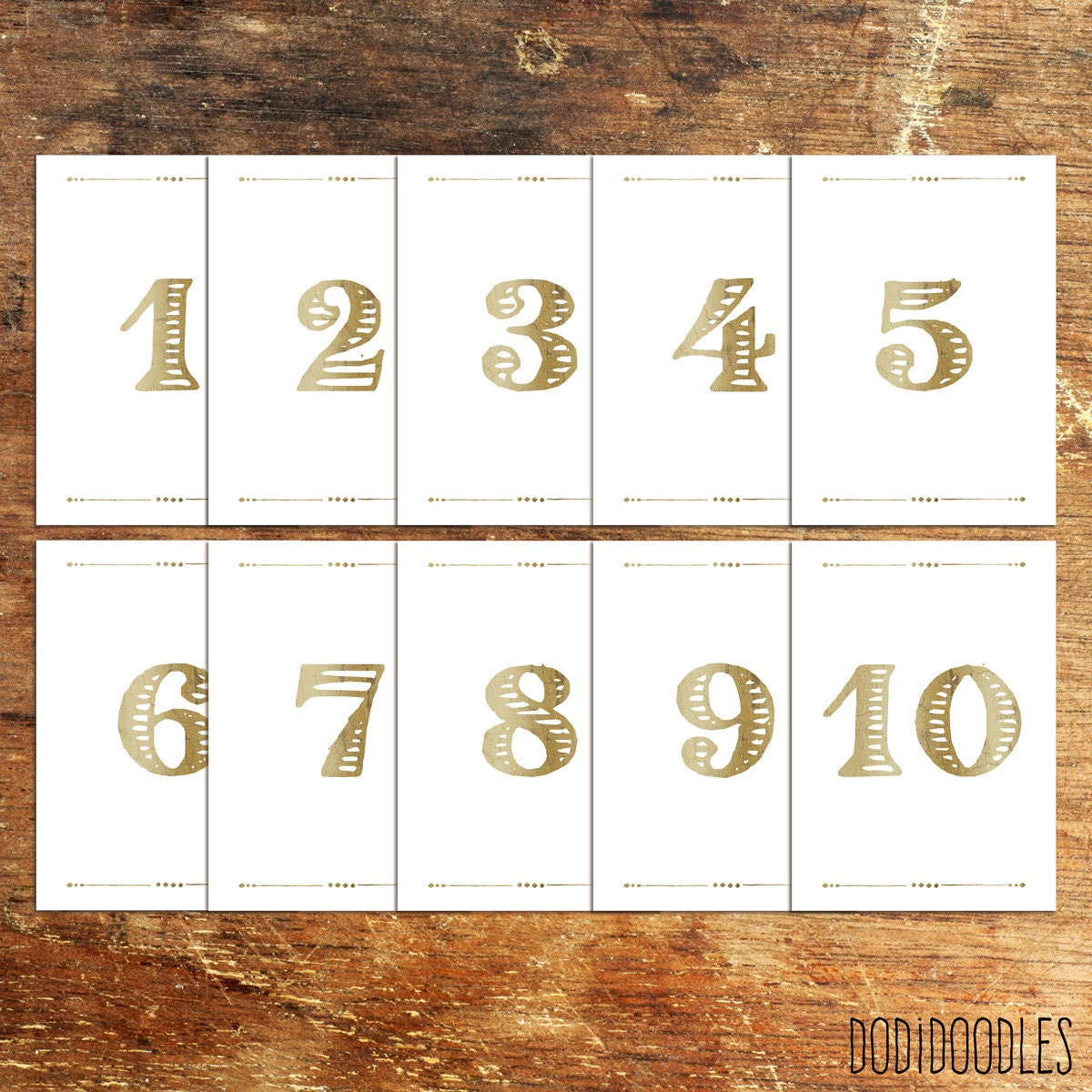 gold table numbers 1 10 printable table numbers table etsy