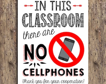 Classroom Poster, Teacher Rules, Classroom Sign, No Cell Phone, Cell Free Zone, Classroom Management, No Phone Sign, virtual classroom sign