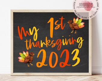 my first thanksgiving 2023 sign, baby's first thanksgiving, thanksgiving 2023, baby's first milestones, baby's thanksgiving photo prop signs