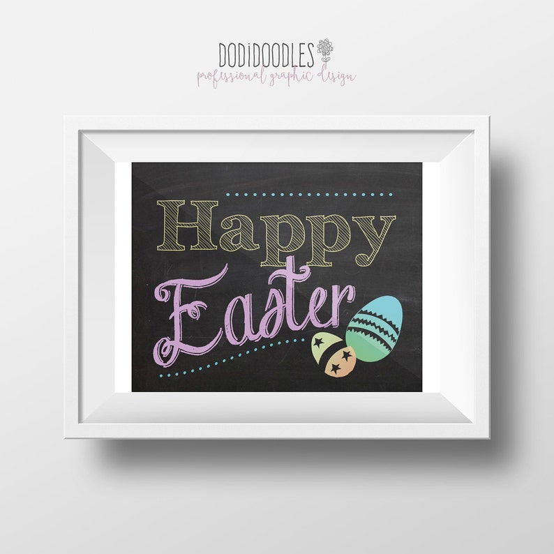 Happy Easter Chalkboard 8x10 Spring Chalkboard Printable Etsy