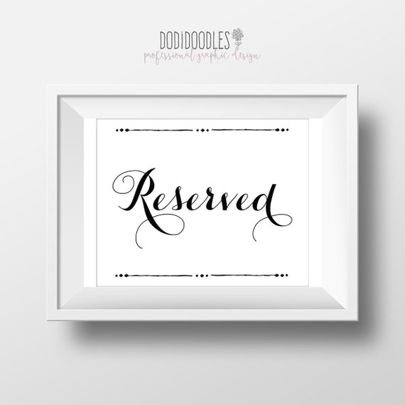 Reserved sign printable art wedding sign Reserved | Etsy