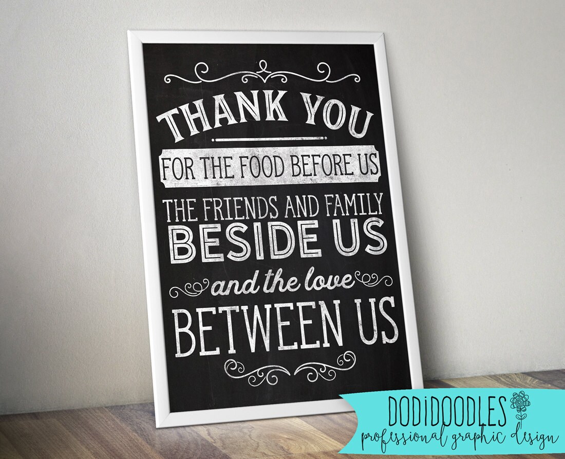 Vielen Dank für das Essen vor uns die Freunde und Familie Etsy