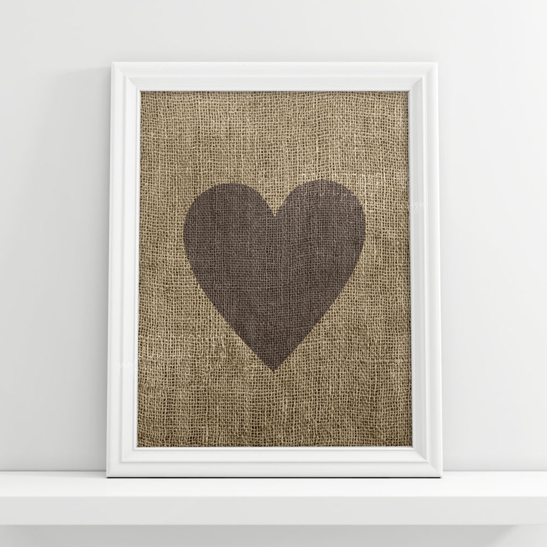 Burlap Print, Burlap Printable, Burlap Prints, Burlap Heart, Heart ...