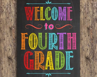 welcome to fourth grade, classroom poster, classroom welcome, teacher signs, fourth grade welcome, classroom decor