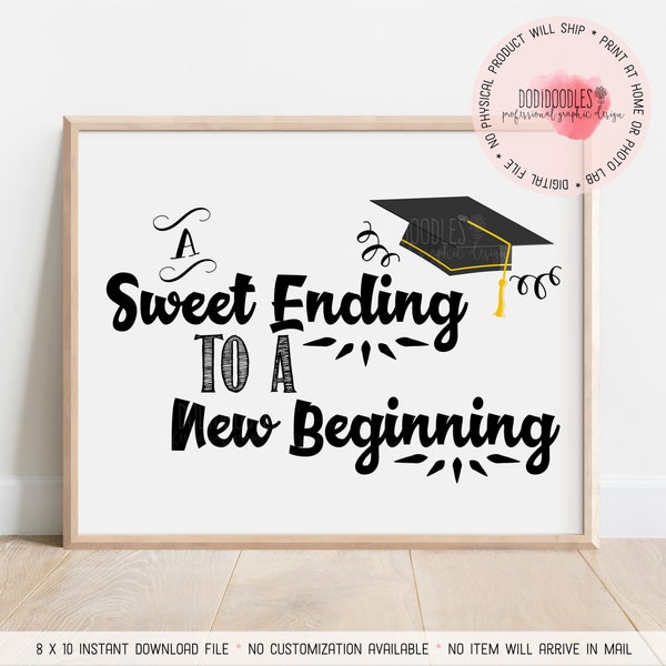 Graduation Candy Table Decor, A Sweet Ending to a New Beginning Sign, Graduation Candy Table Signs, Graduation Sign, class of 2023 printable