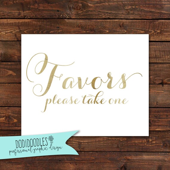 Favors Printable Gold Wedding Signs Favors Please Take One | Etsy