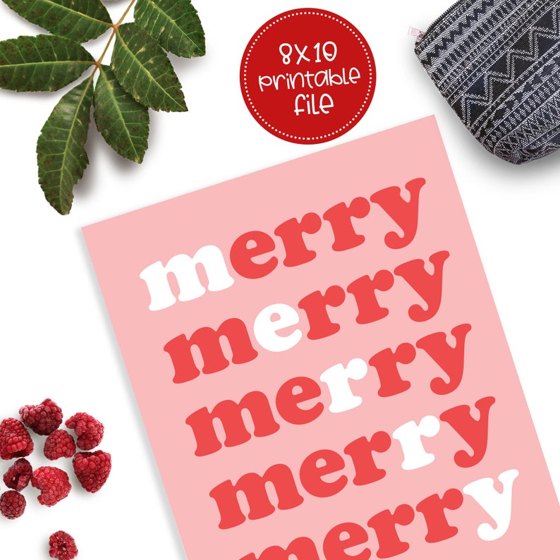Merry Merry Printable Holiday Printable Digital Download | Etsy