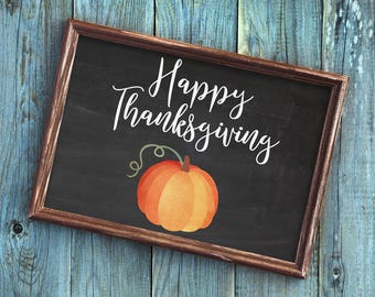 happy thanksgiving, thanksgiving sign, thanksgiving, thanksgiving decor, pumpkin sign, pumpkin, fall decor, fall wall art, chalkboard decor