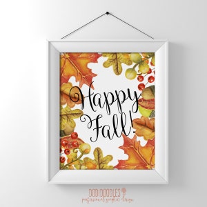 Happy Fall Happy Fall Sign Fall Print Fall Printable Fall - Etsy