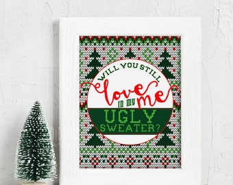 ugly sweater, ugly sweater sign, ugly sweater printable, ugly sweater party, party decor, holiday party, christmas