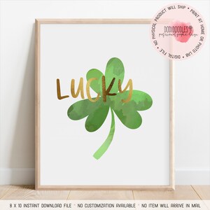 st. patrick's day printable, lucky clover printable, clover and gold sign, 8x10 st. patrick's day decor, lucky decor, shamrock printable