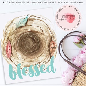 Blessed Printable JPG File for Spring and Easter Home Decor, Instant ...