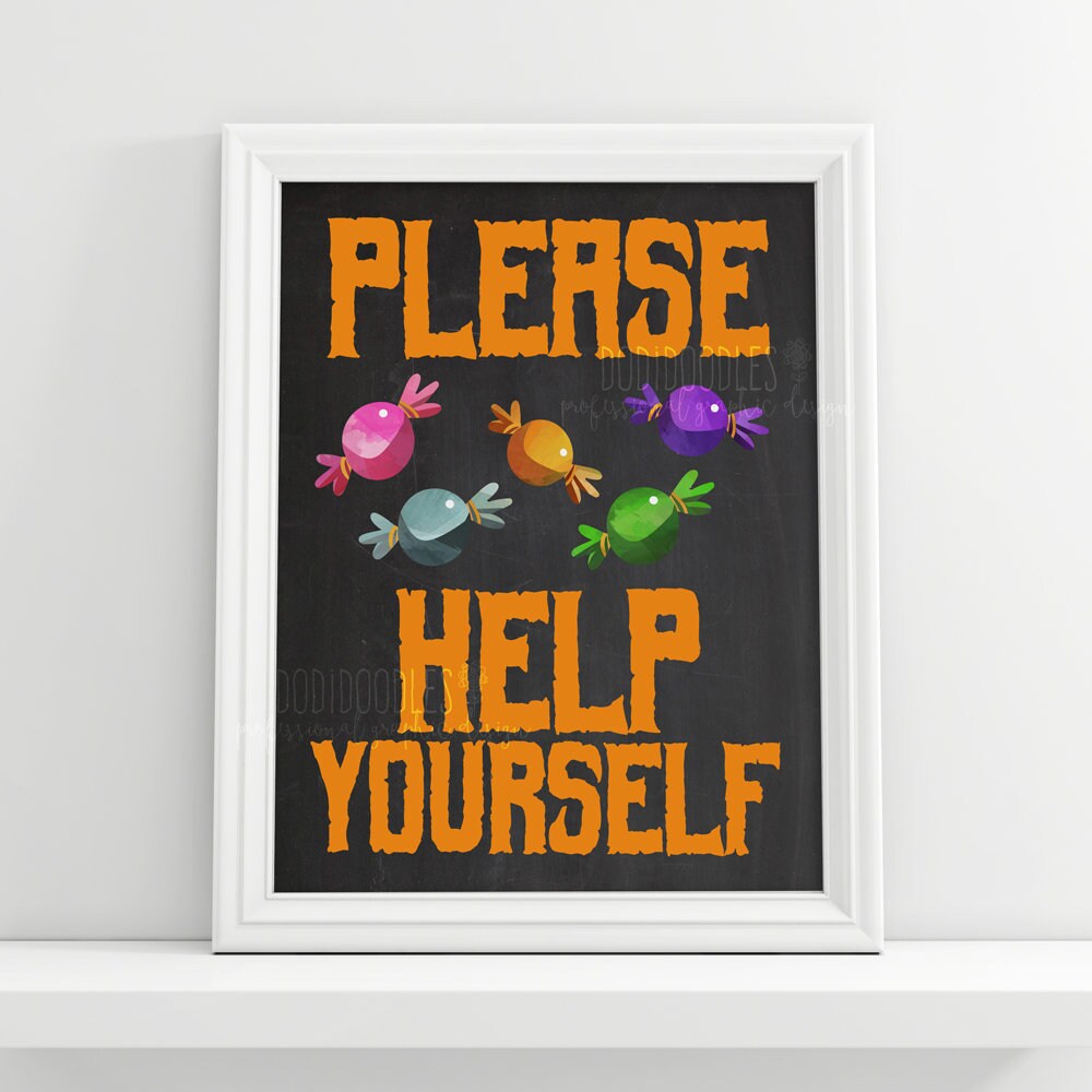 Please help yourself halloween signs halloween sign | Etsy
