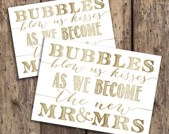 Bubble Send Off, bubble send off sign, Wedding Bubbles, 5x7 Gold Wedding Signs, wedding printable, wedding printable sig