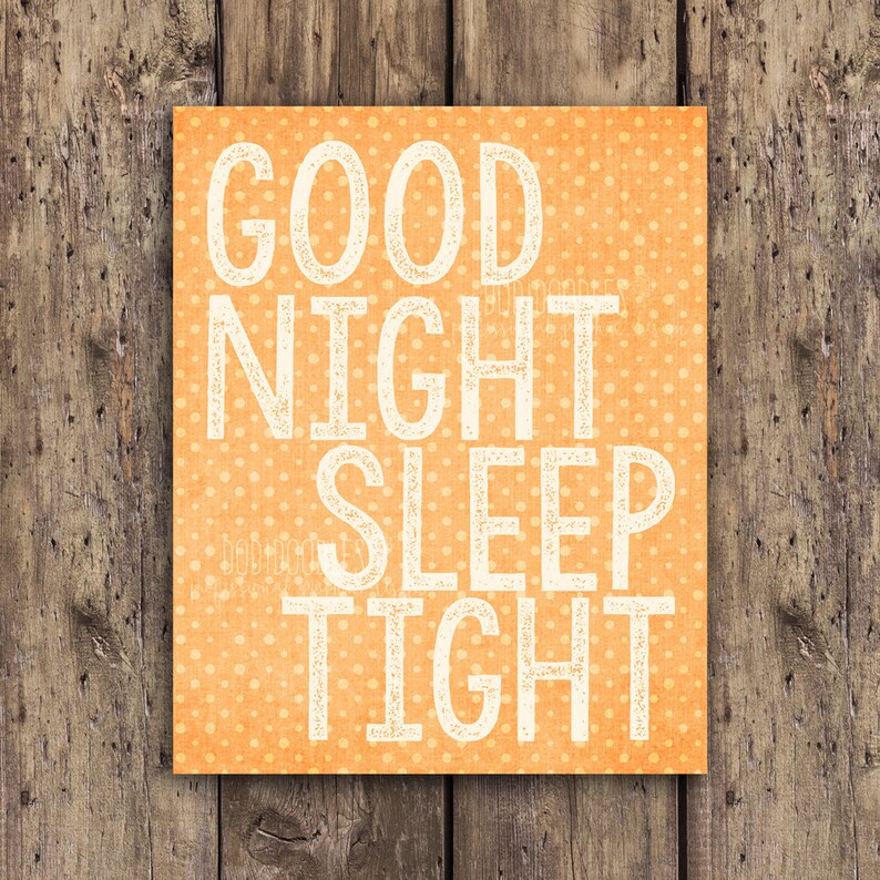 Good night sleep tight orange nursery printable good night Etsy