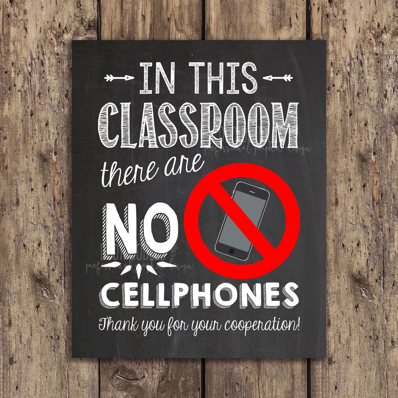 Classroom Sign Teacher Rules Chalkboard Sign No Cell Phone - Etsy